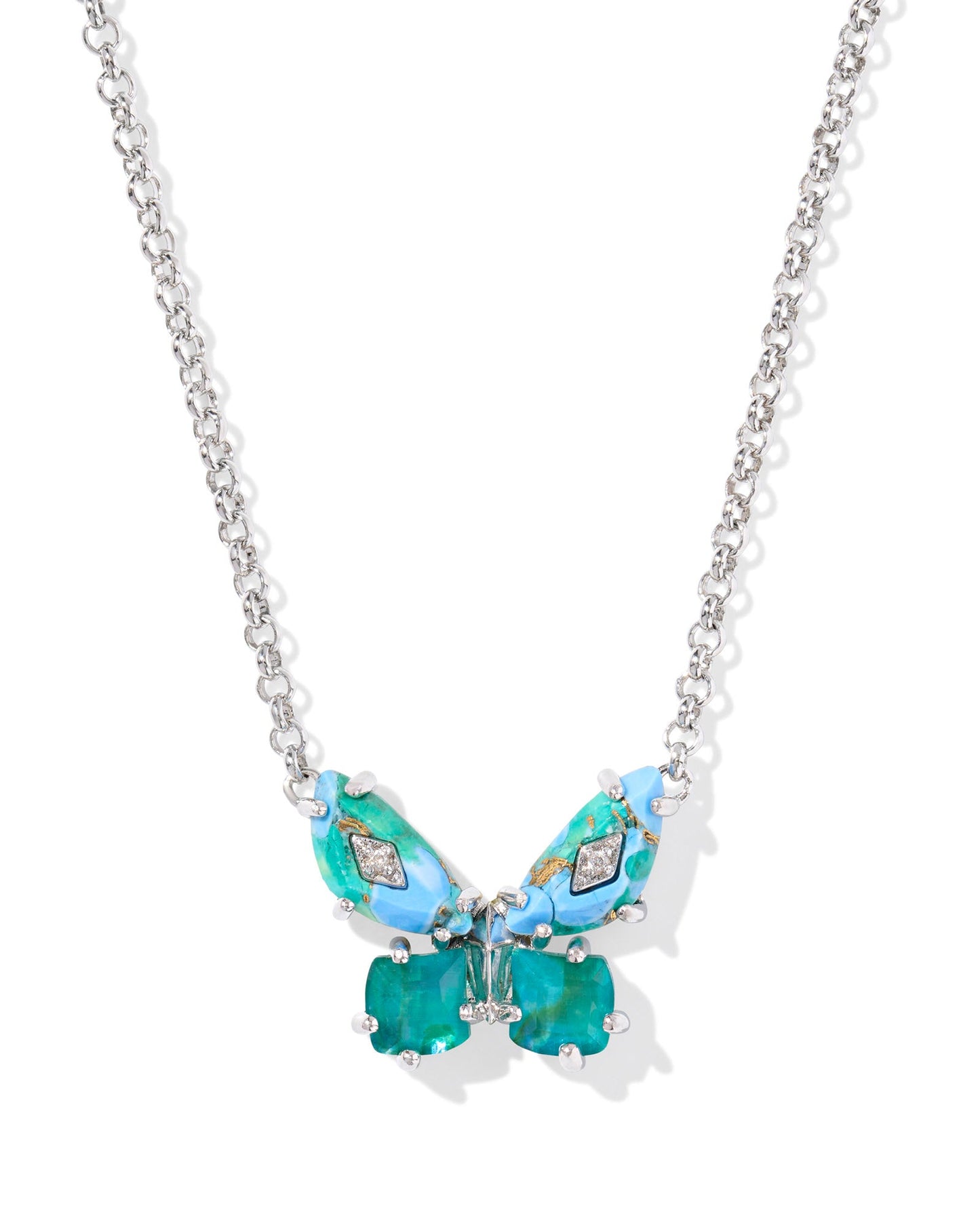 KS BIANCA BUTTERFLY SHORT PENDANT NECKLACE SILVER