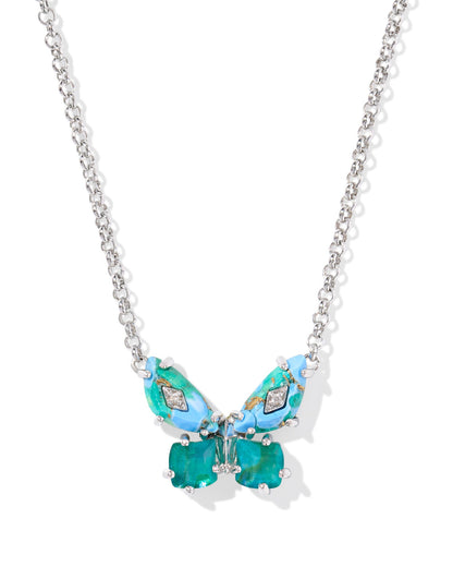 KS BIANCA BUTTERFLY SHORT PENDANT NECKLACE SILVER