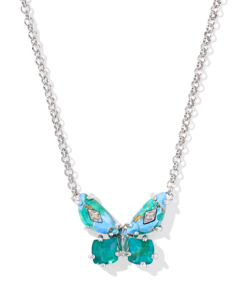 KS BIANCA BUTTERFLY SHORT PENDANT NECKLACE SILVER