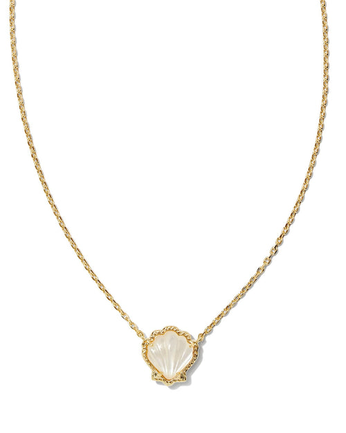 KS BRYNNE SHELL SHORT PENDANT NECKLACE GOLD