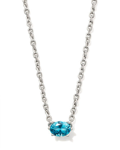 KS CAILIN CRYSTAL PENDANT NECKLACE SILVER