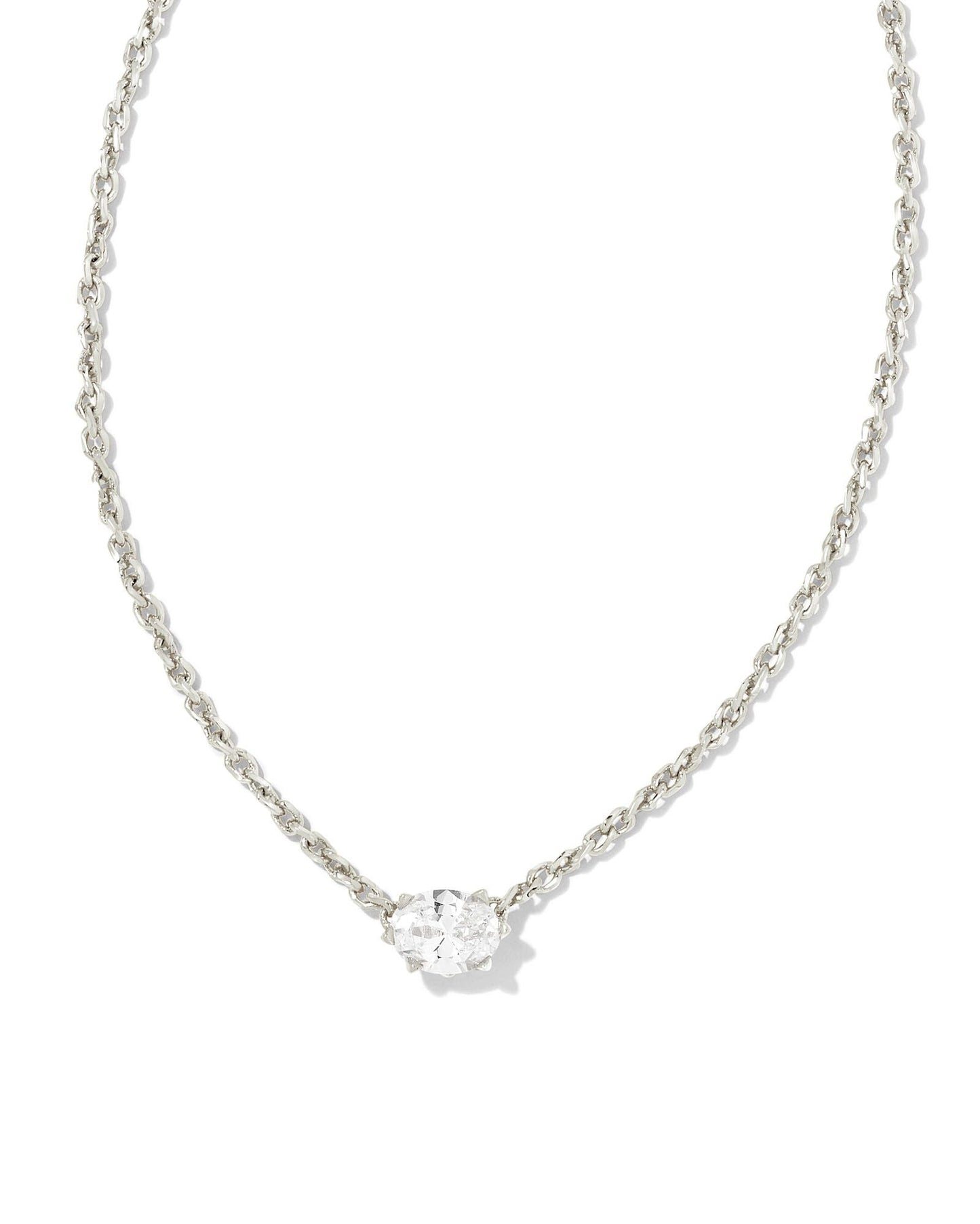 KS CAILIN CRYSTAL PENDANT NECKLACE SILVER
