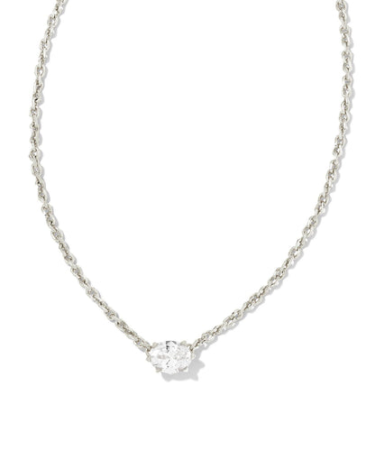KS CAILIN CRYSTAL PENDANT NECKLACE SILVER