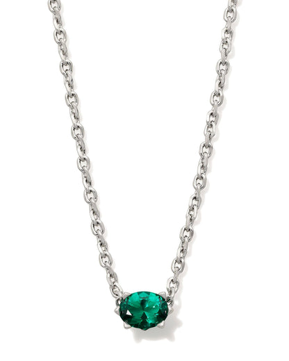 KS CAILIN CRYSTAL PENDANT NECKLACE SILVER