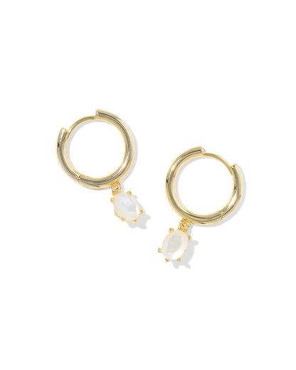 KS CAILIN SINGLE STONE HUGGIE EARRINGS GOLD