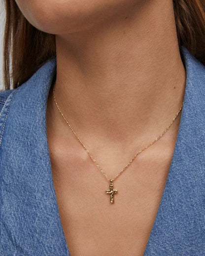 KS CROSS PENDANT NECKLACE GOLD