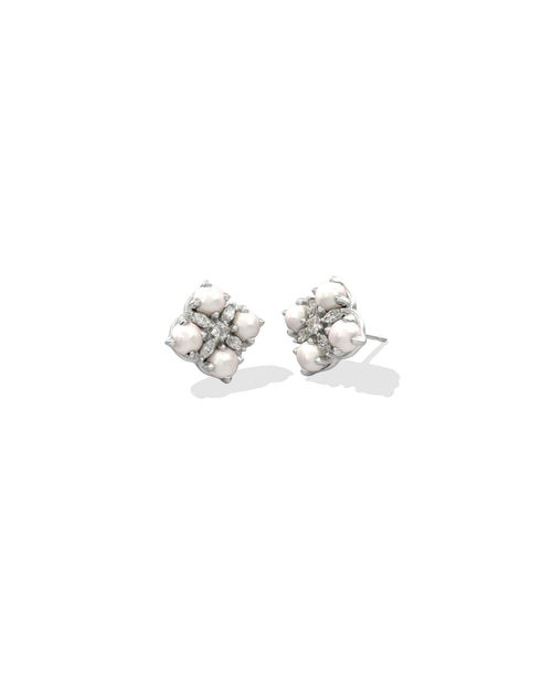 KS DIRA PEARL STUD EARRINGS SILVER