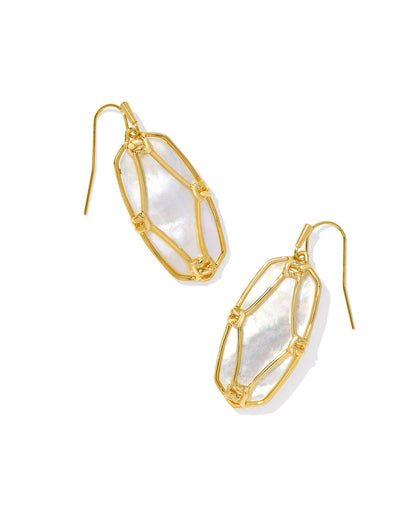 KS ELLE LATTICE FRAME DROP EARRINGS GOLD