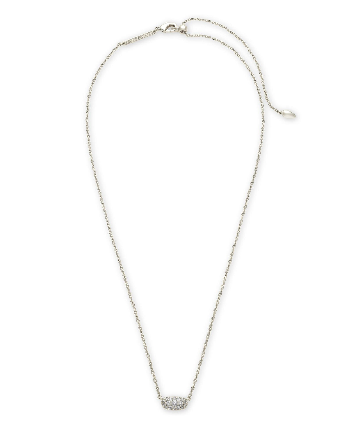 KS GRAYSON PENDANT NECKLACE SILVER WHITE CRYSTAL