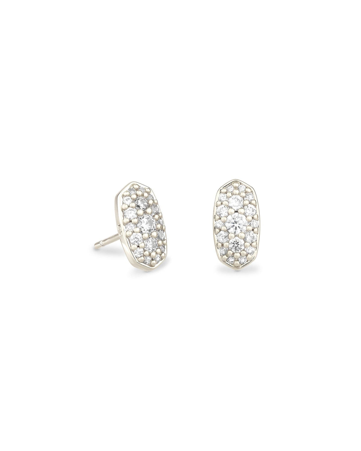 KS GRAYSON STUD EARRINGS SILVER WHITE CRYSTAL