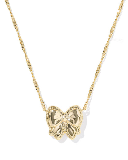 KS HALEY BOW SHORT PENDANT NECKLACE GOLD