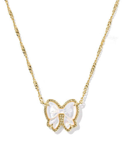 KS HALEY BOW SHORT PENDANT NECKLACE GOLD