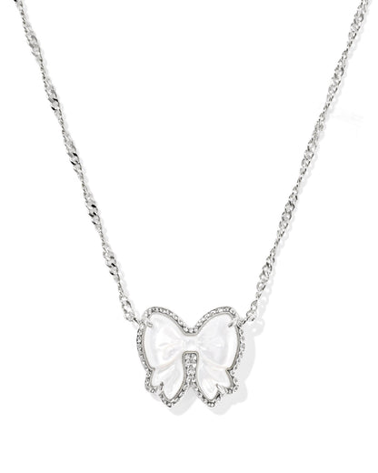 KS HALEY BOW SHORT PENDANT NECKLACE SILVER