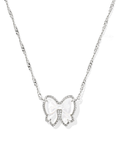 KS HALEY BOW SHORT PENDANT NECKLACE SILVER