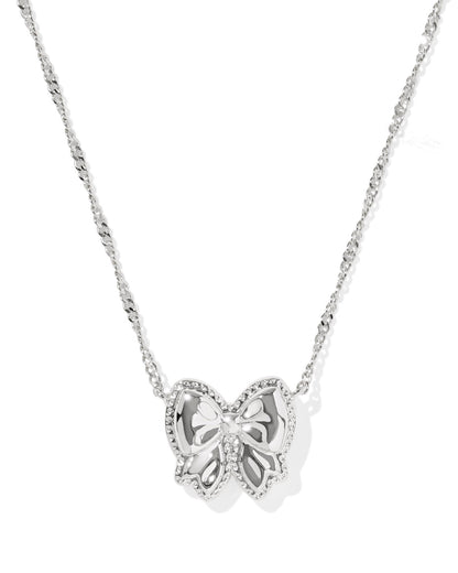 KS HALEY BOW SHORT PENDANT NECKLACE SILVER