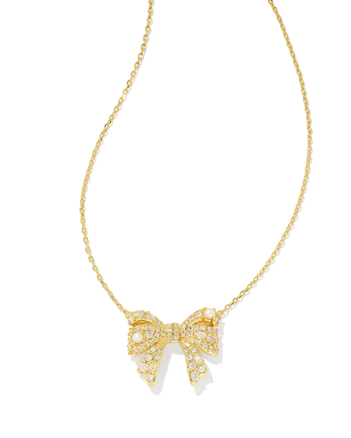 KS KRISTA BOW SHORT PENDANT NECKLACE GOLD