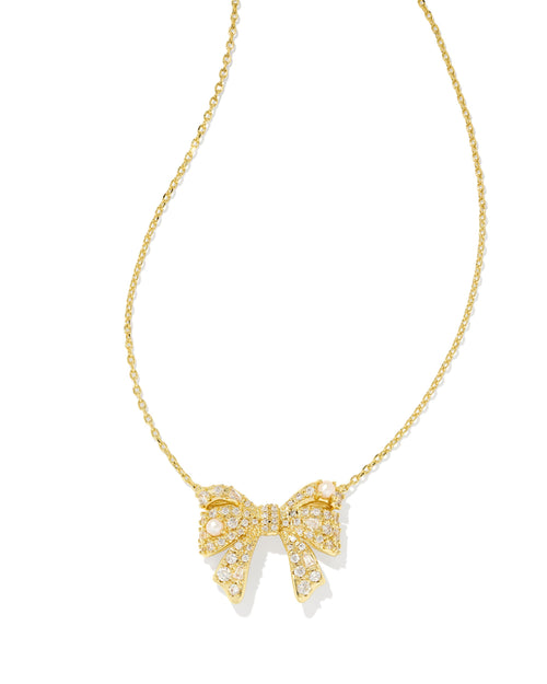 KS KRISTA BOW SHORT PENDANT NECKLACE GOLD