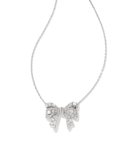 KS KRISTA BOW SHORT PENDANT NECKLACE SILVER