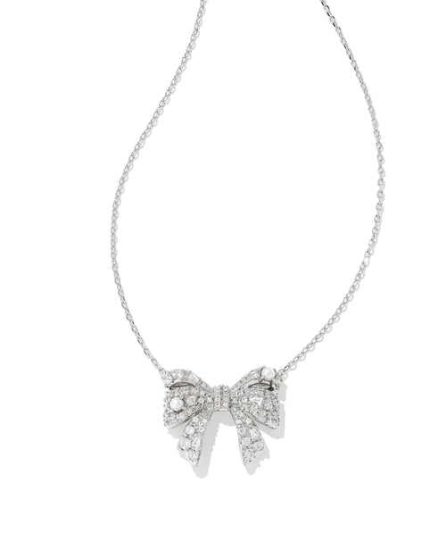 KS KRISTA BOW SHORT PENDANT NECKLACE SILVER