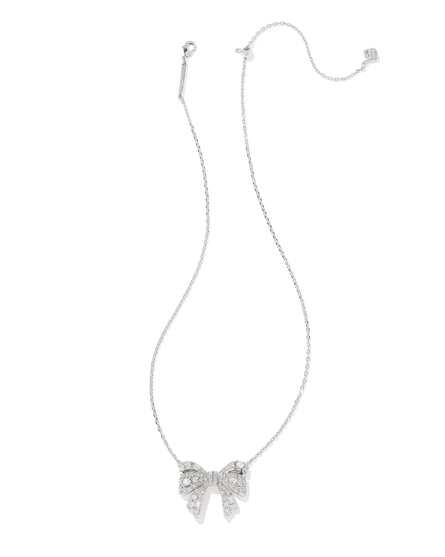 KS KRISTA BOW SHORT PENDANT NECKLACE SILVER
