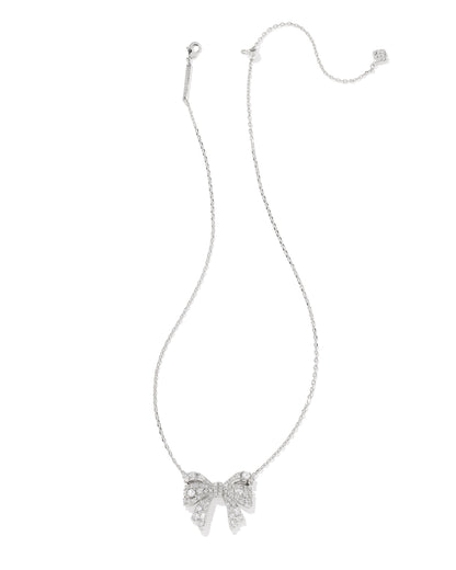KS KRISTA BOW SHORT PENDANT NECKLACE SILVER