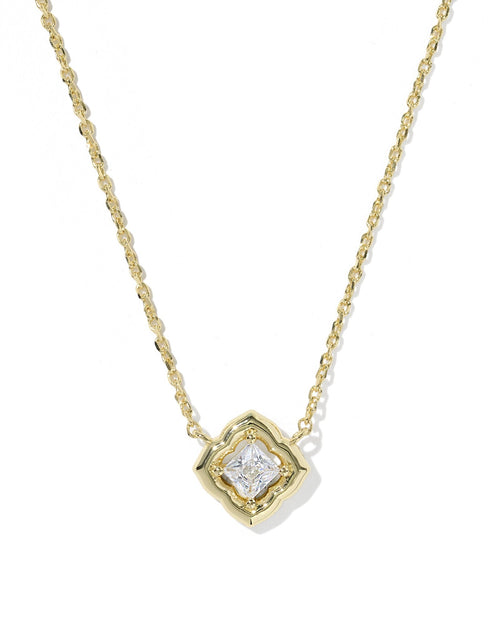 KS MALLORY CRYSTAL SHORT PENDANT NECKLACE GOLD