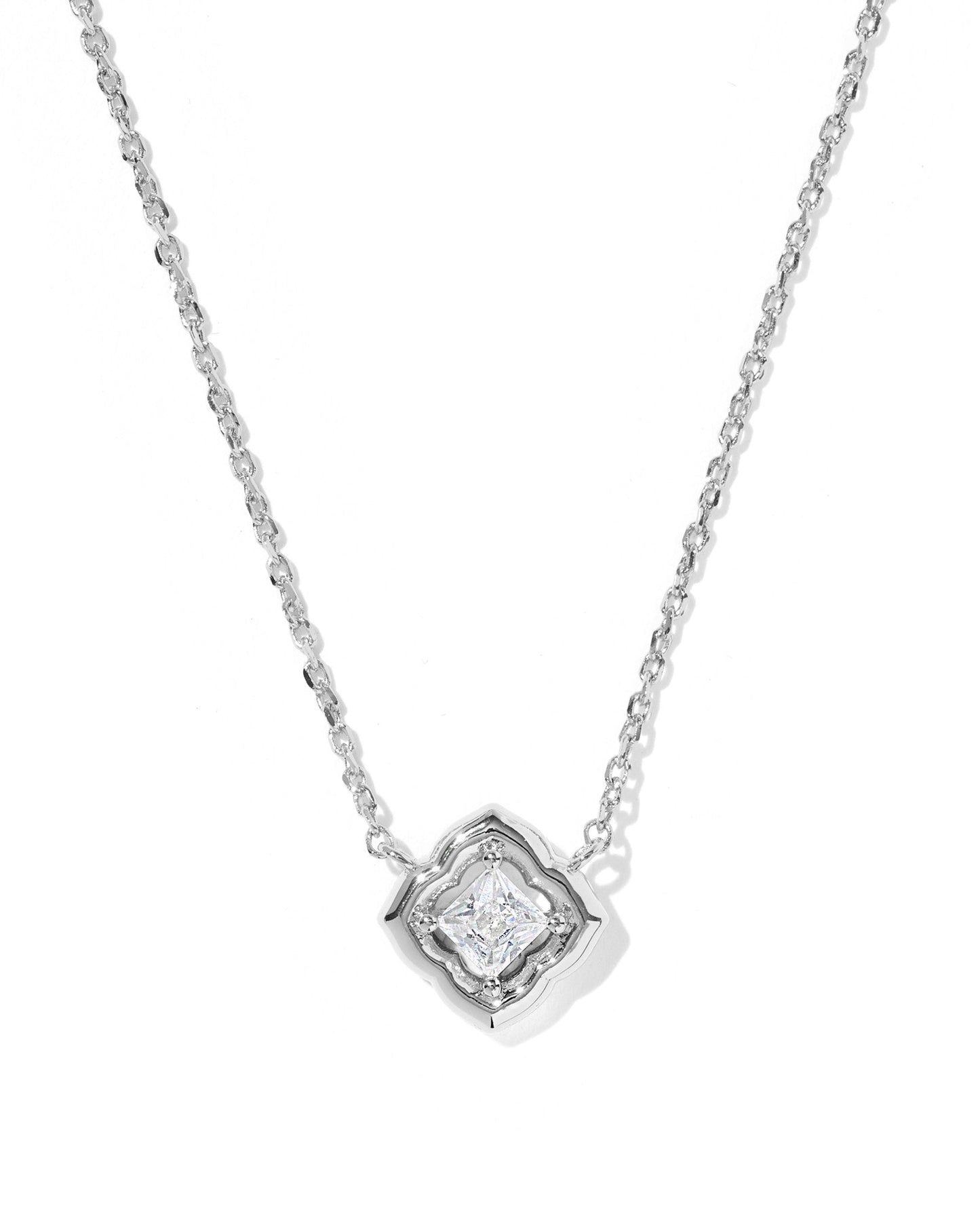 KS MALLORY CRYSTAL SHORT PENDANT NECKLACE SILVER