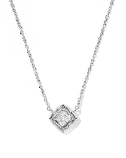 KS MALLORY CRYSTAL SHORT PENDANT NECKLACE SILVER