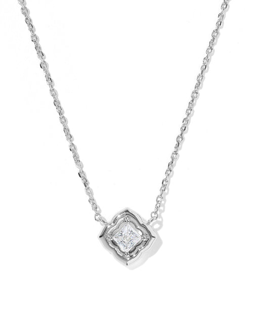 KS MALLORY CRYSTAL SHORT PENDANT NECKLACE SILVER