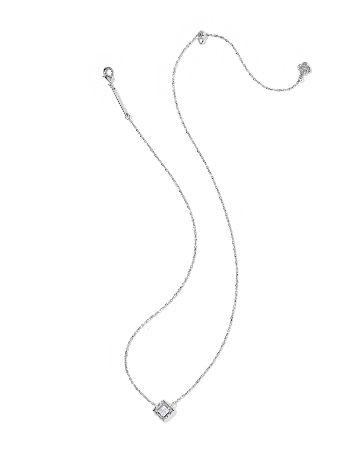 KS MALLORY CRYSTAL SHORT PENDANT NECKLACE SILVER