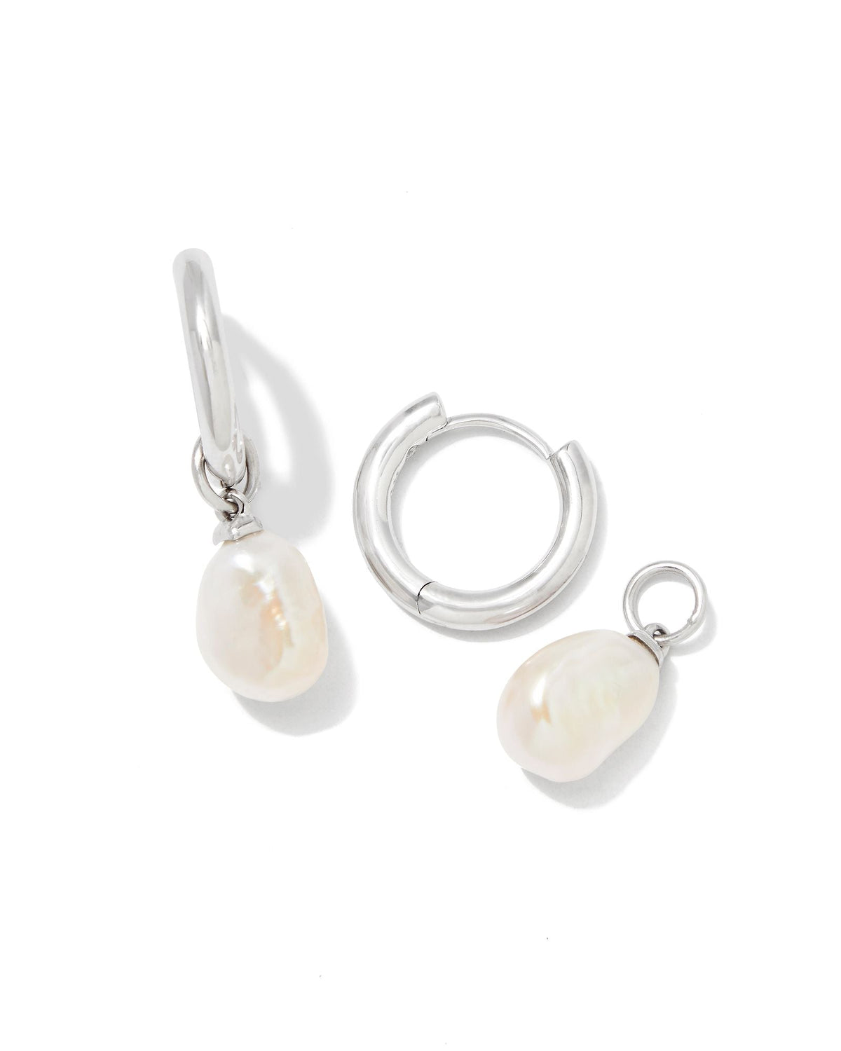 KS WILLA PEARL HUGGIE EARRINGS SILVER