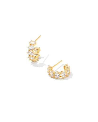 KS CAILIN CRYSTAL HUGGIE EARRINGS GOLD