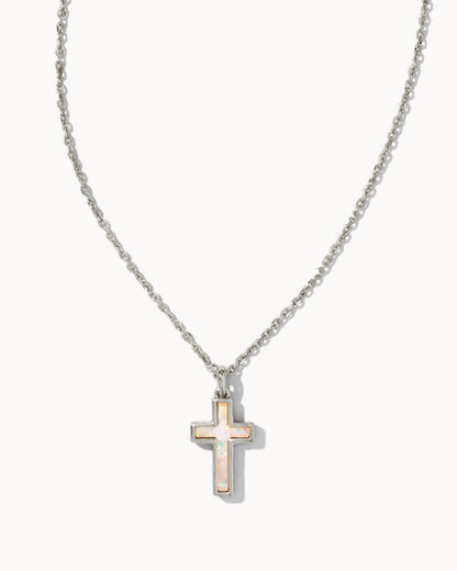 KS CROSS PENDANT NECKLACE SILVER