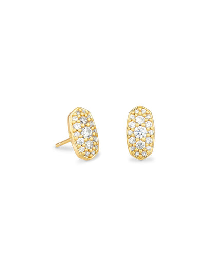 KS GRAYSON STUD EARRINGS GOLD WHITE CRYSTAL