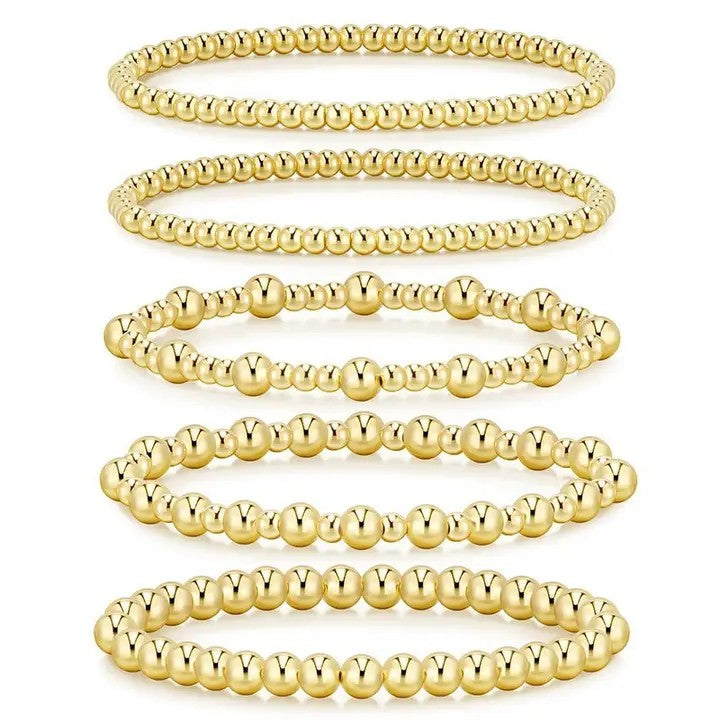 Layered Gold Bead Stretch Bracelet