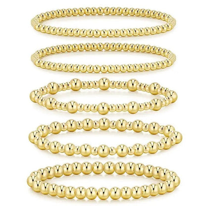 Layered Gold Bead Stretch Bracelet