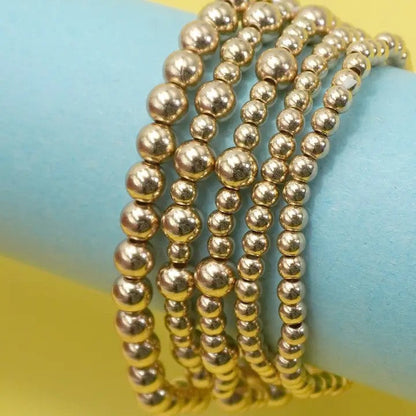 Layered Gold Bead Stretch Bracelet