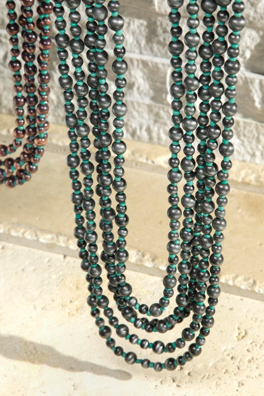 Layered Navajo Turquoise & Pearl Bead Necklace