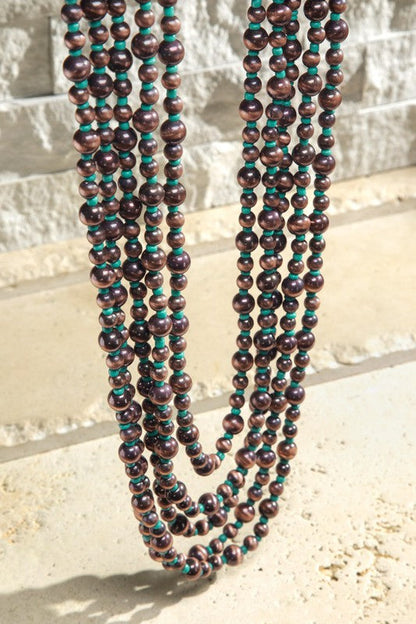 Layered Navajo Turquoise & Pearl Bead Necklace