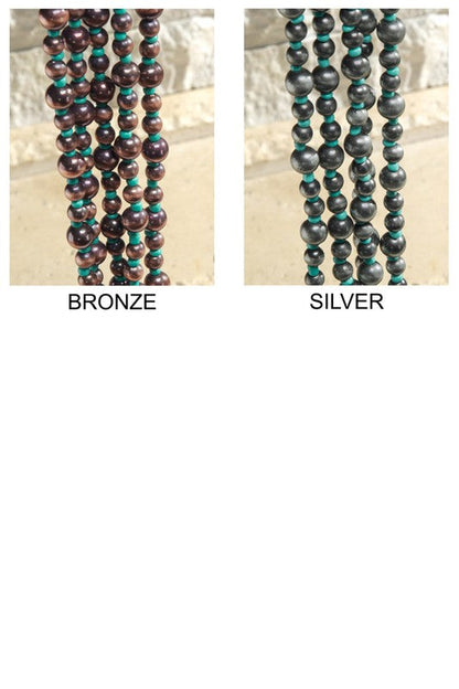 Layered Navajo Turquoise & Pearl Bead Necklace