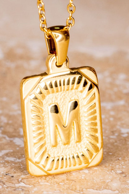 Dylan Gold Rectangle Initial Pendant Necklace