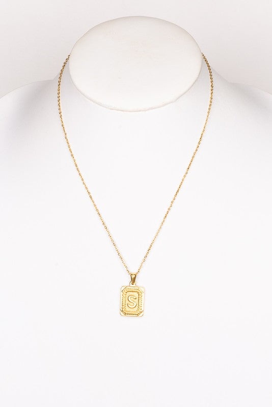 Dylan Gold Rectangle Initial Pendant Necklace