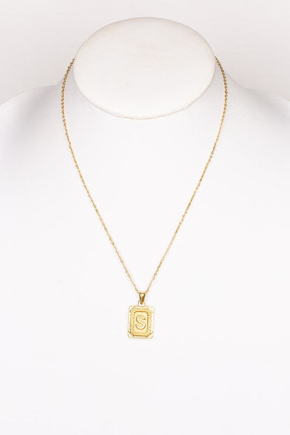 Dylan Gold Rectangle Initial Pendant Necklace