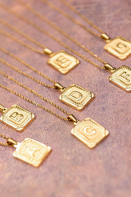 Dylan Gold Rectangle Initial Pendant Necklace