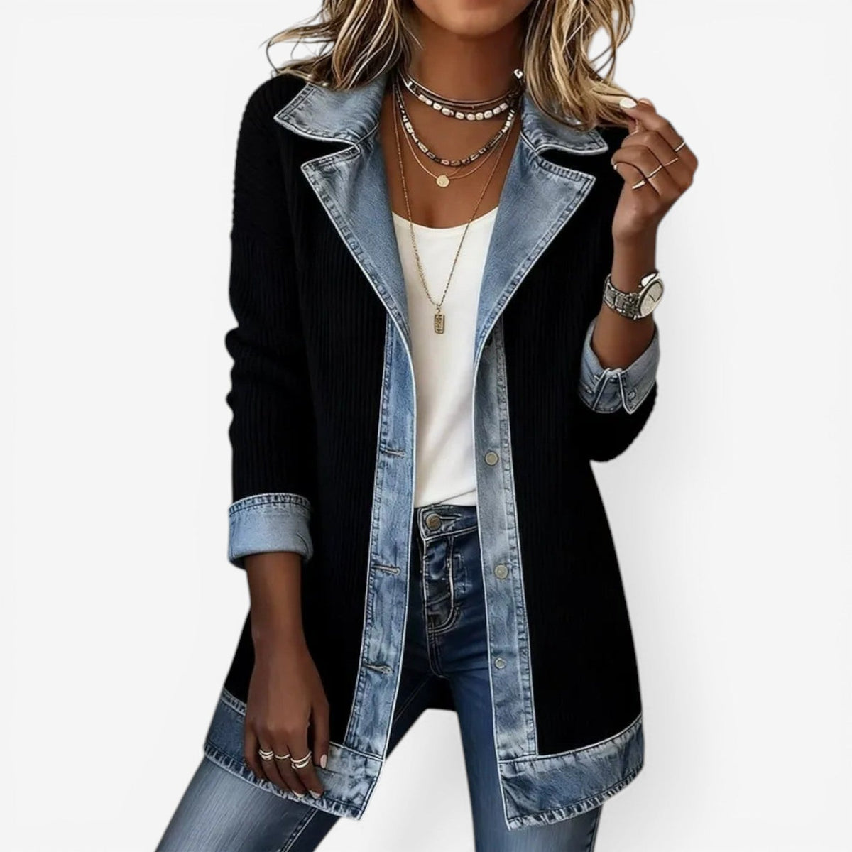 Soretta - Textured Open-Front Jacket
