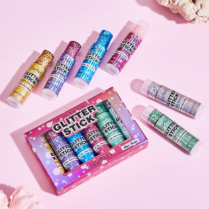 ✨ BUY 1 GET 1 FREE | 6PCS Glitter Stick Set – Face, Hair & Body Shimmer for Festivals & Parties