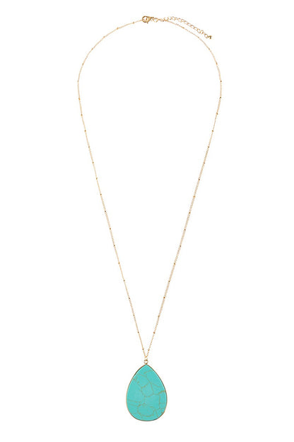 Oval Stone Pendant Necklace