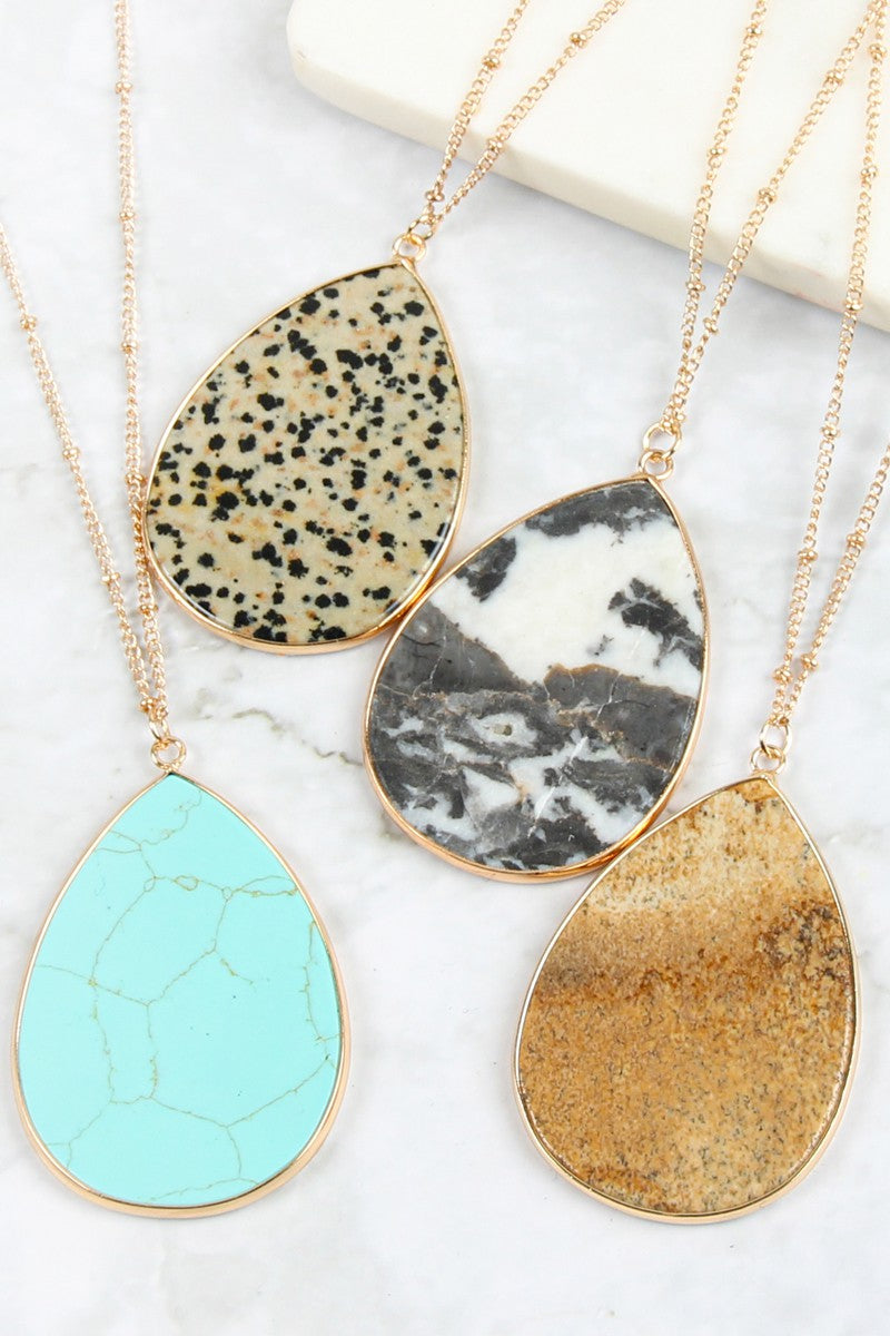 Oval Stone Pendant Necklace