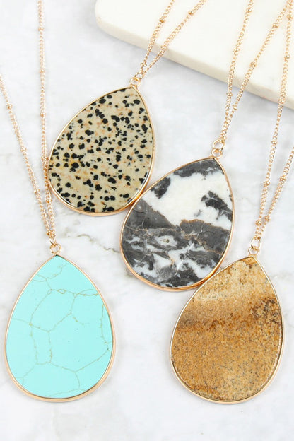 Oval Stone Pendant Necklace