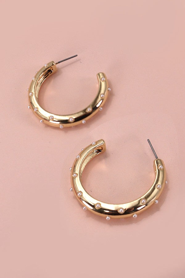 Pearl Studded Hoop Earring